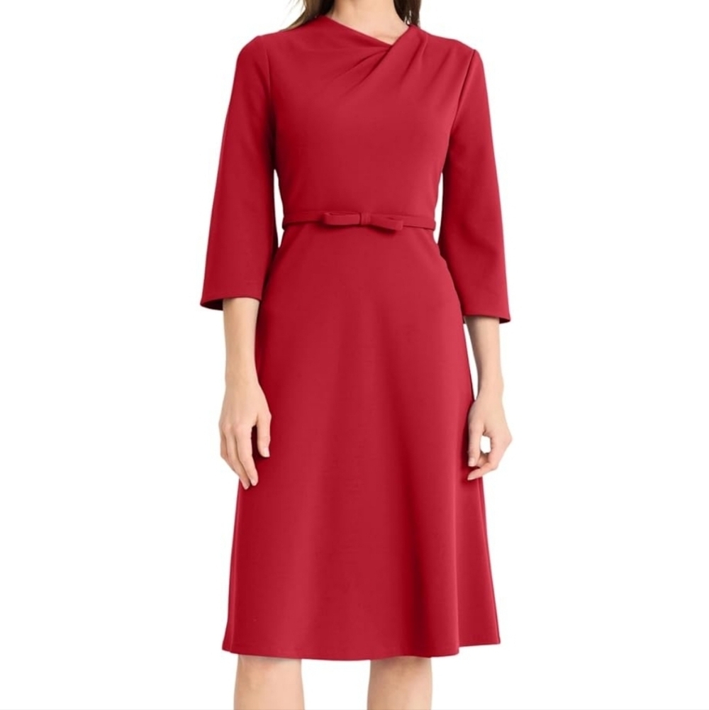 Maggy London Elegant Red Long Sleeve Dress